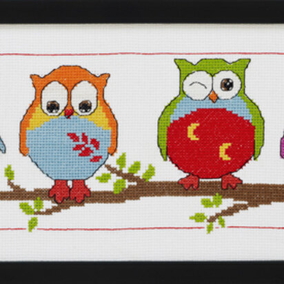 Permin Owls Cross Stitch Kit - 36x15cm