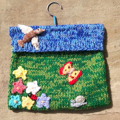 Garden design Peg/Pin bag - butterfly, bird, flowers, ladybird, snail, spider