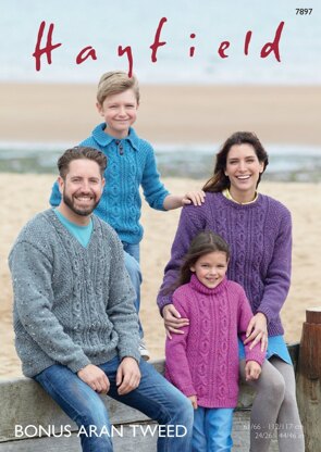 Sweaters in Hayfield Bonus Aran Tweed - 7897 - Downloadable PDF