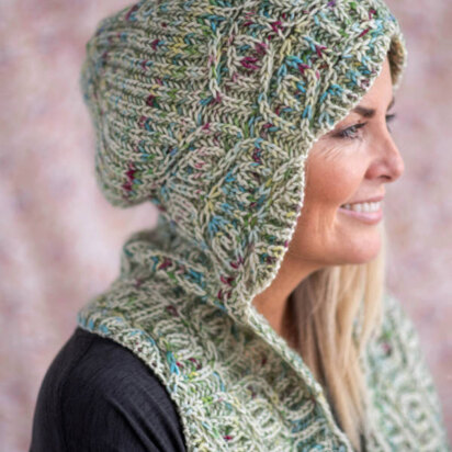 Wintergreen Hooded Scarf in Berroco Ultra Wool Handpaint & Berroco Aerial - Downloadable PDF