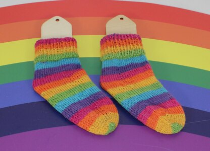 Toddler Very Easy No Heel Rainbow Socks Circular