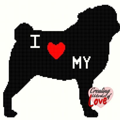 I Love My Pug Silhouette Stitch Graphgan