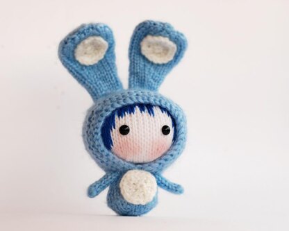 Blue Rabbit Doll with removable tail. Toy from the Tanoshi series.