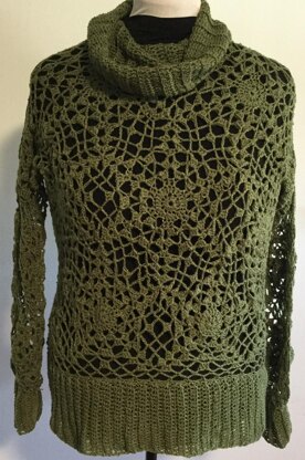 Lace Motif Cowl Sweater