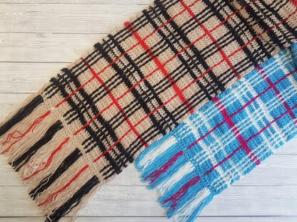 Crochet Tartan Plaid Shawl or Scarf