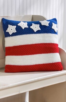 Patriotic Pillow in Red Heart Super Saver Economy Solids - LW3791