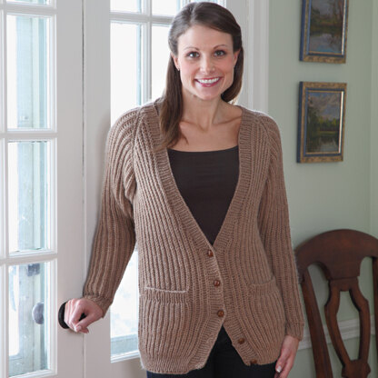 358 Fisherman's Rib Cardigan - Knitting Pattern for Women in Valley Yarns Amhers