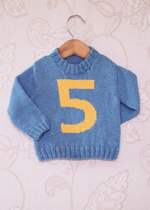 Intarsia - Number 5 Chart - Childrens Sweater