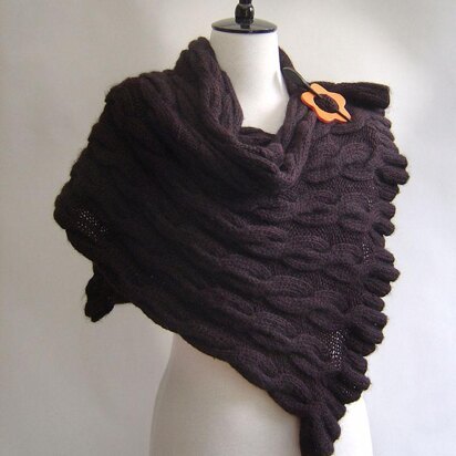 Wrap Shawl with Cables - knitting pattern