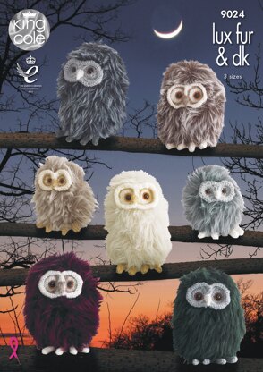 Baby Owls in King Cole Luxe Fur and Pricewise DK - 9024 - Downloadable PDF