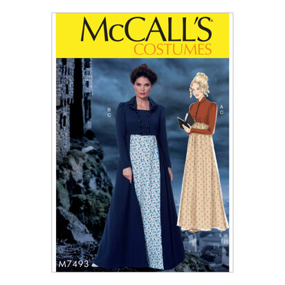 McCall's Cropped Jacket, Floor-Length Coat and A-Line, Square-Neck Dress M7493 - Sewing Pattern