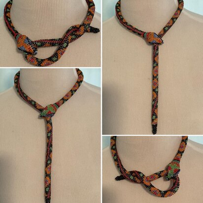 Reversible Bead Crochet Snake Necklace