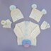 Ryan Baby cardigan, Hats, Booties & Mitts knitting pattern 18inch chest size