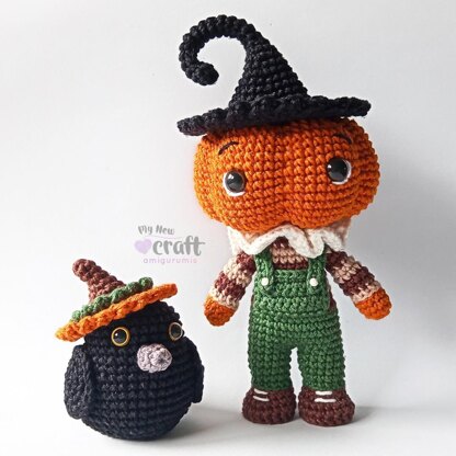 Igor Pumpkin Head and Crow Amigurumi