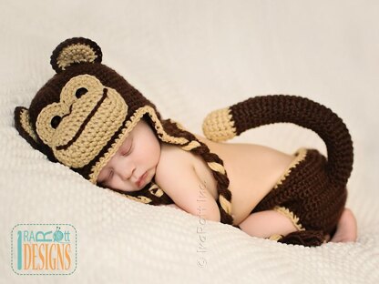 Chip the Chimpanzee Monkey, Baby Hat and Diaper Cover Set