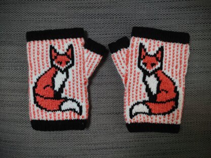 Fairisle Fox Mitts