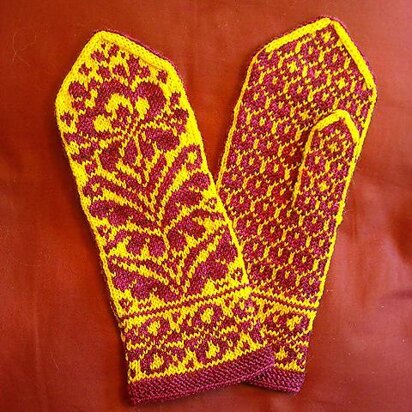 Khokhloma Mittens - knitting pattern