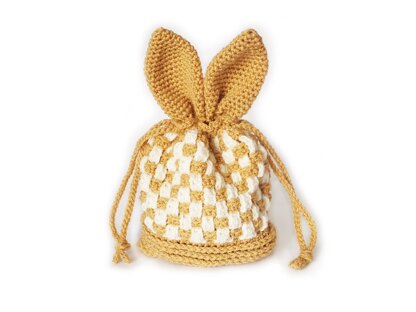 Easter bunny bag with ears Crochet pouch Easter gift Mesh bag Woven bag Easter egg hunt project