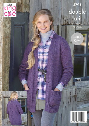 Ladies Cardigans Knitted in King Cole Homespun DK - 5791 - Downloadable PDF