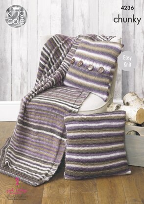 Blanket and Cushion Covers in King Cole Riot Chunky - 4236 - Downloadable PDF