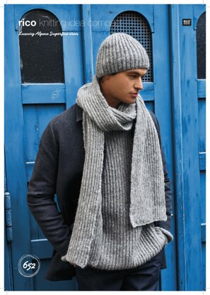 Relaxed Brioche Sweater, Scarf and Hat in Rico Luxury Alpaca Superfine Aran - 652 - Downloadable PDF