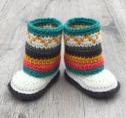 Fair Isle Mukluk Booties Crochet Pattern