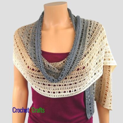 Intermittent Open Stitch Rectangular Crochet Shawl