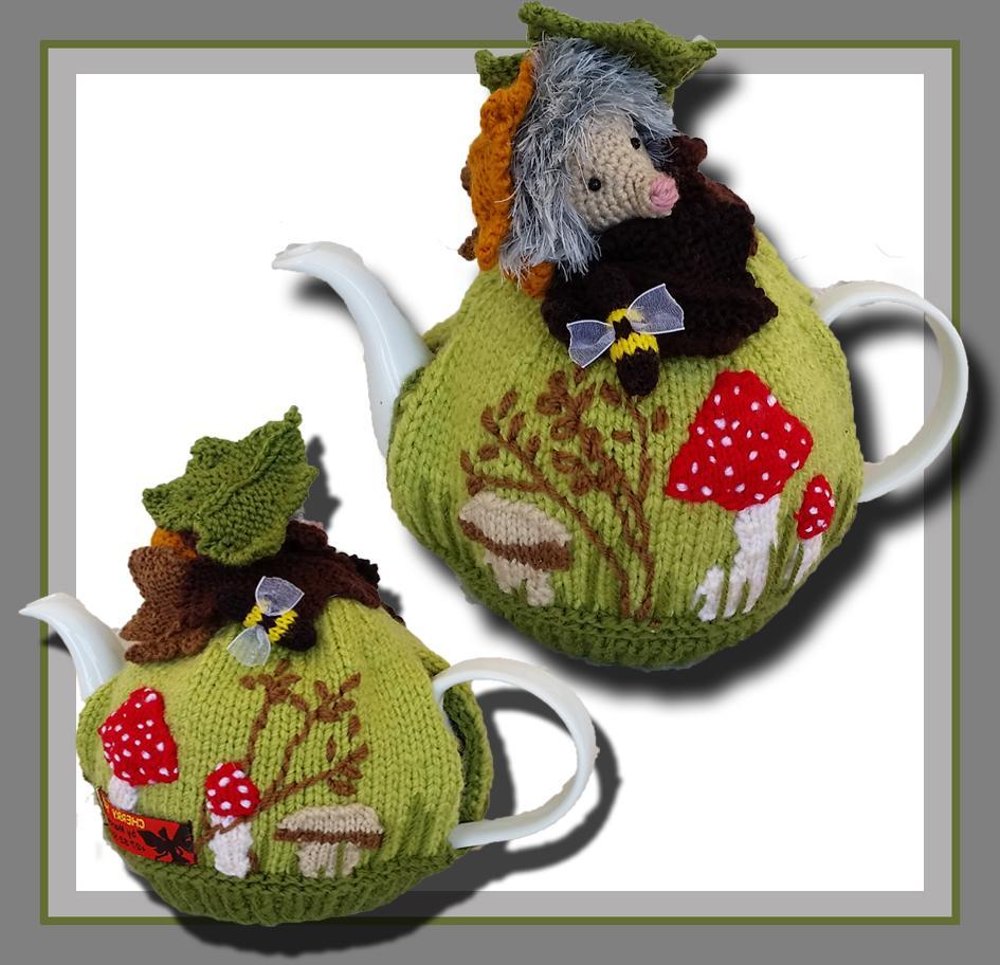 Hedgehog Mushroom Tea Cozy pattern Knitting Crochet pattern by T
