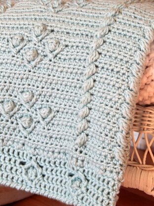 Cabled Blooms Blanket