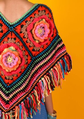 Flower Patch Poncho - Free Crochet Pattern in Paintbox Yarns Wool Mix Chunky