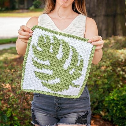 Monstera Crochet Square