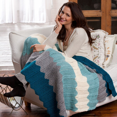 Chevron Knit Throw in Red Heart Soft - LW2974EN