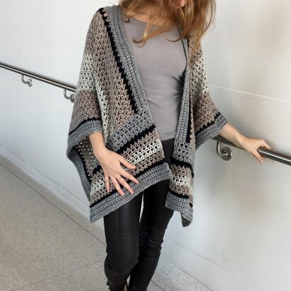 Crochet Wrap Pattern: Striking Striped Ruana