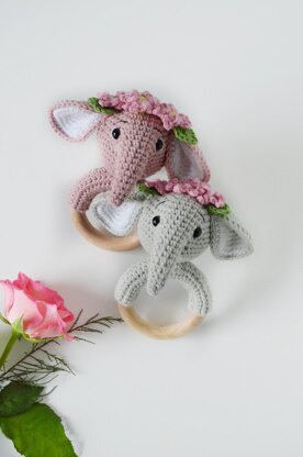 Elephant crochet rattle