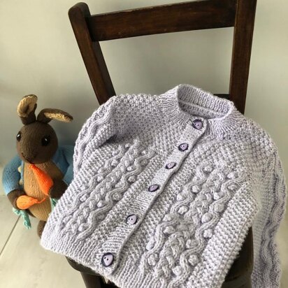 Girls Cable and Bobble Knitted Cardigan (3-24mths)