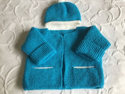 Turquoise blue jacket and hat set