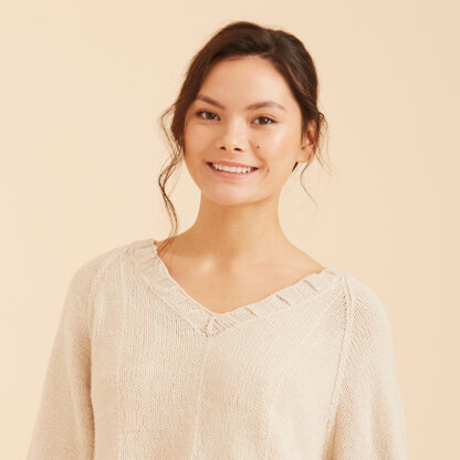 Snuggly V-Neck Sweater - Free Knitting Pattern For Women in Paintbox ...