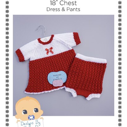 Eve Baby Dress & Pants knitting pattern 18 inch chest size.