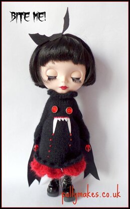 Bite me! Vampire dress, petticoat and headband for 12" Blythe doll