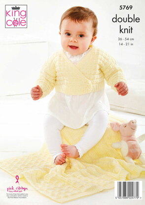 Crossover Cardigan, Hooded Jacket, Bootees and Blanket Knitted in King Cole Baby Safe DK - 5769 - Downloadable PDF