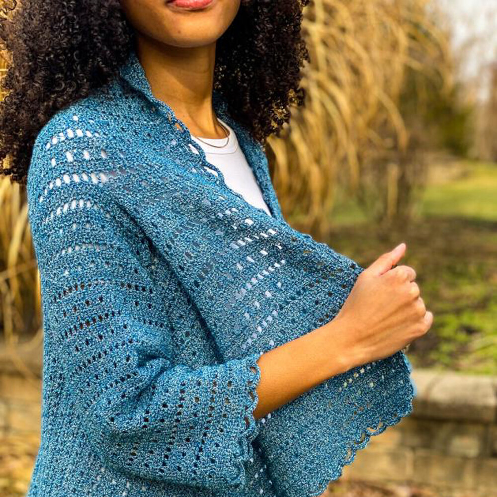 Plymouth Yarn 3457 Crochet Waterfall Cardigan PDF at WEBS