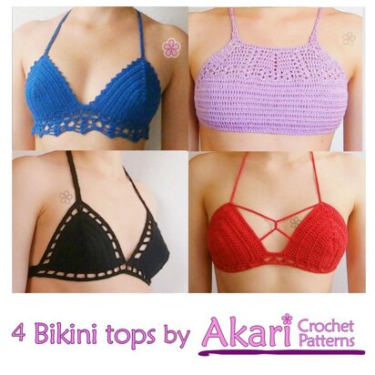 1 Free Pattern. 4 Bikini Tops Pack_ PBK5