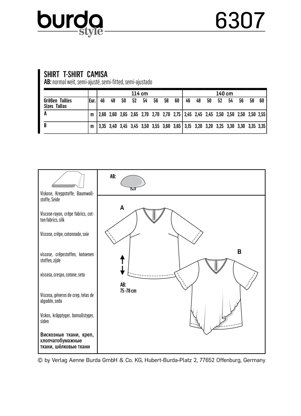 Burda Style Women's Asymmetric Top B6307 - Paper Pattern, Size 20-34