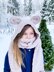 Suede bunny hooded scarf