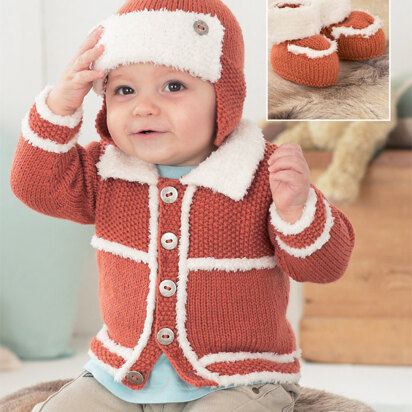 Boy's Cardigan, Helmet and Bootees in Sirdar Snuggly DK and Snuggly Snowflake DK - 1476 - Downloadable PDF