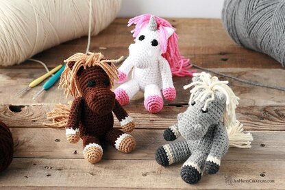 Small Animal Collection: Horse, Unicorn, and Zebra