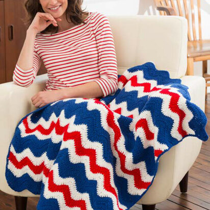 America's Ripple Throw in Red Heart Super Saver Economy Solids - LW4627 - Downloadable PDF