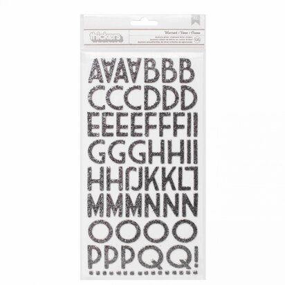American Crafts Thickers Wisecrack Alphabet Chipboard Silver DuoTone Glitter (135 Piec