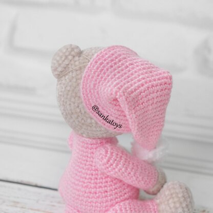 Plush bear in sleepwear