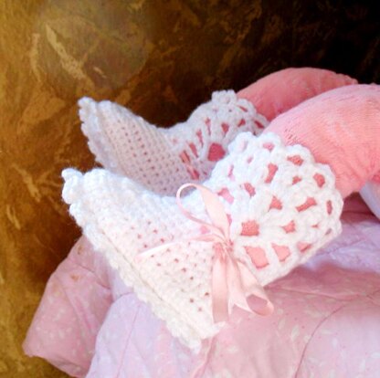 White Lace Top Baby Booties